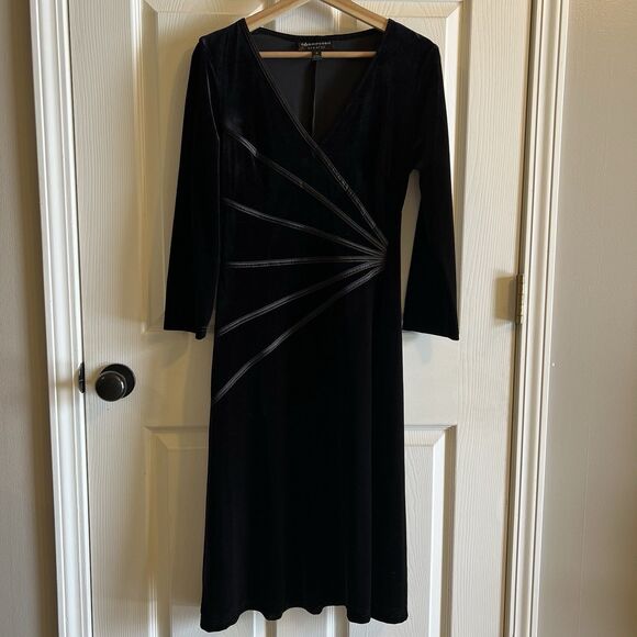Connected Apparel Black Velvet Dress 10 - Picture 1 of 5